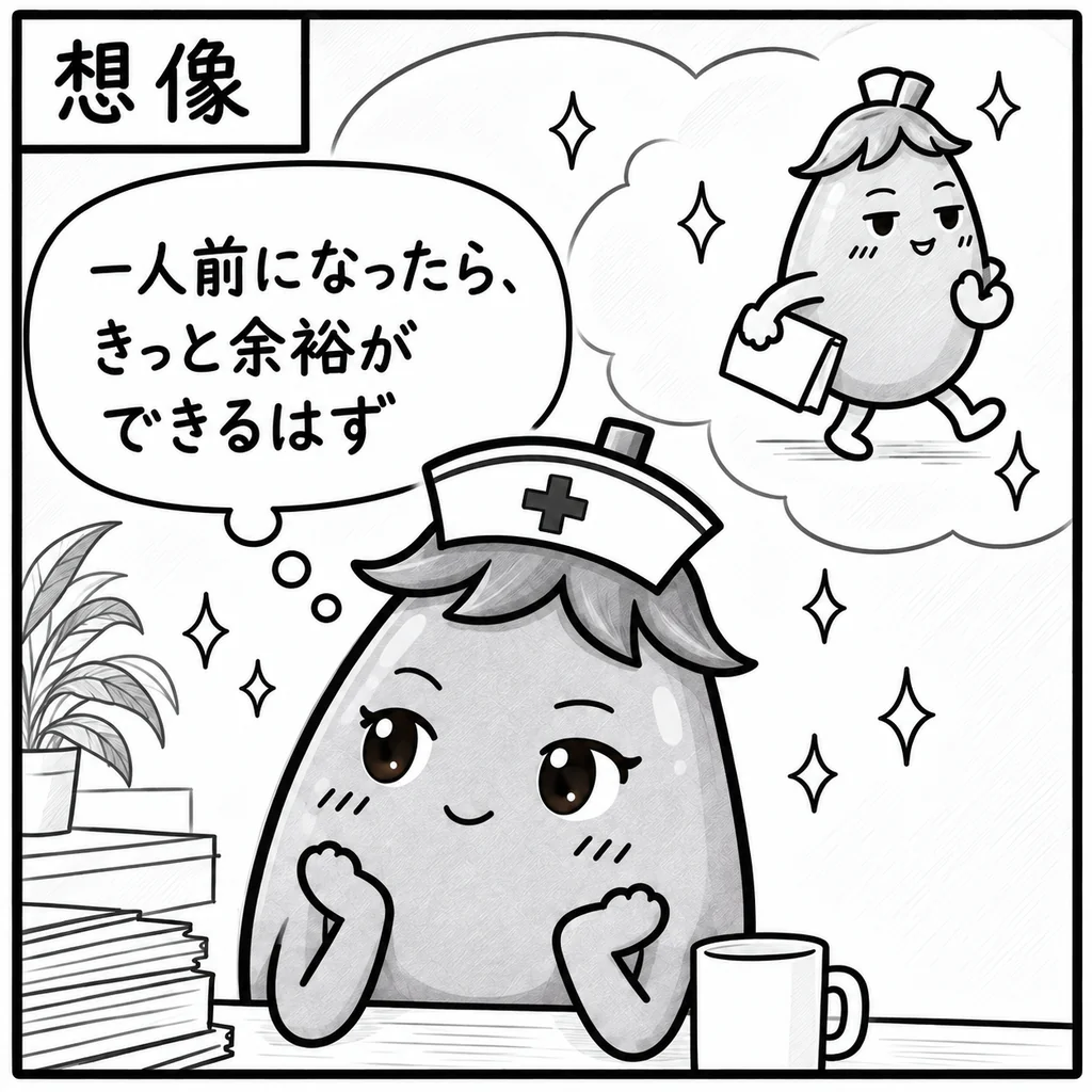 一人前になったらきっと余裕ができるはず、と想像するなすちゃん